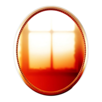 Oval Red Mirror with Gold Frame Reflecting Window Light Abstract Background png