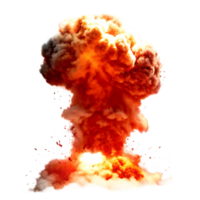 A Fiery Explosion with Massive Orange and Red Smoke Cloud Rising Against a transparent Background png