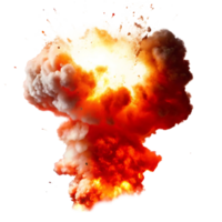 Fiery Explosion with Orange and Red Flames and Smoke Plume Isolated on transparent Background png