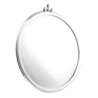 Elegant Oval Silver Mirror with Decorative Frame and Ornate Top png