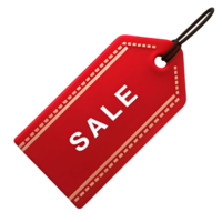 Red Sale Tag with Decorative Border and Hole for Hanging on transparent Background png