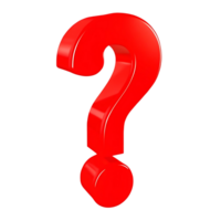 A vibrant red 3D question mark on a transparent background. A symbol of inquiry and uncertainty. png