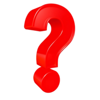 A large red three dimensional question mark on a transparent background png