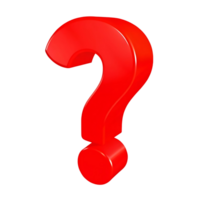 A vibrant 3D rendering of a red question mark on a transparent background a symbol of inquiry curiosity and uncertainty png
