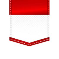 Red and White Blank Label Tag with Stitching Detail Perfect for Branding and Design Projects png