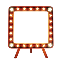 Marquee Sign Frame with Lights and Stars on Easel Displaying Blank Space png