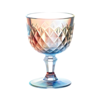 Elegant iridescent glass goblet with a diamond pattern design on a transparent background png