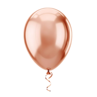 A single rose gold balloon with a curled ribbon on a transparent background a beautiful party decoration png