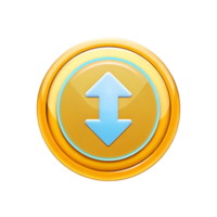 Glossy Yellow Circular Button with Up and Down Arrows for Upload Download Interface Design png