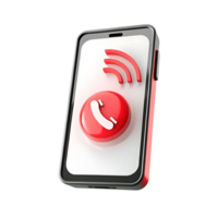 3D Render of Smartphone Displaying Incoming Call Notification with Wireless Signal Icon png