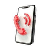 3D Render of a Smartphone with Incoming Call Notification Icon png