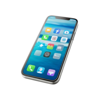 Modern Smartphone Displaying a Variety of Mobile Applications and Icons on a Vibrant Blue Background png