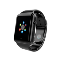 Sleek transparent Smartwatch with App Icons and Fingerprint Sensor Displaying Time and Multiple Applications png