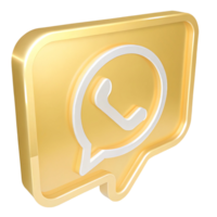 3D Render of a Gold WhatsApp Message Icon with a White Inner Speech Bubble png