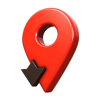 3D Red Location Pin with transparent Down Arrow Icon Digital Pointer Navigation Symbol png