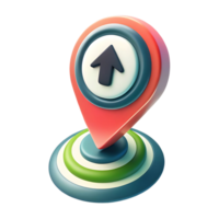 3D Render of a Red and Teal Upward Arrow Location Pin on Circular Base png