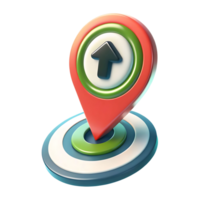 3D Render of a Colorful Upward Pointing Location Marker Icon on a Circular Target png