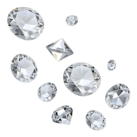 Collection of Sparkling Diamonds on transparent Background Various Cuts and Sizes Precious Gems png