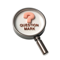 Magnifying Glass Focusing on a Question Mark transparent a 3D Rendered of Inquiry and Questioning png