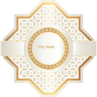 Elegant Golden and White Octagonal Frame with Intricate Floral Pattern Background for Title Design png