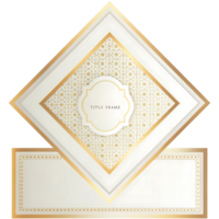Elegant Golden and White Diamond Frame with Ornate Pattern for Title and Text png