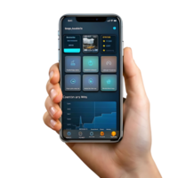 Smartphone Displaying Stogo Arablets Application Interface with Charts and Data png