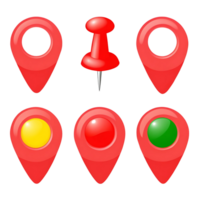 Collection of Red Location Markers and Push Pin Icon Graphics for Maps and Navigation Applications png