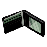 transparent Leather Wallet with Multiple Card Slots and Cash Compartment Open Isometric View png