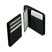 transparent Leather Wallet with Multiple Card Slots and Cash Compartment Open Showing Interior Design png