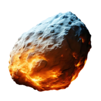 Fiery space rock glowing intensely in the dark void of space cosmic object png