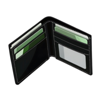 transparent Leather Wallet Open Displaying Card Slots and Cash Compartment A Detailed View of a Stylish Mens Accessory png