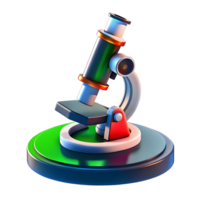 A Colorful 3D Render of a Modern Microscope on a Green Circular Base png
