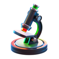 A vibrant 3D rendering of a modern microscope with iridescent colors against a transparent background. The detailed model showcases a sleek design with a colorful light source png