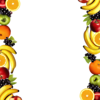 Vibrant Fruit Border on transparent Background A Delicious Display of Fresh Apples Bananas Oranges and transparent berries png