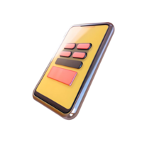3D Render of Yellow Smartphone with Pink Buttons and transparent Input Field for Mobile App Design png