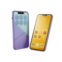 Two Smartphones Displaying Unique Interfaces and Color Schemes png