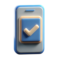 3D Render of a Smartphone with a Checkmark Icon Representing Mobile App Confirmation Success png