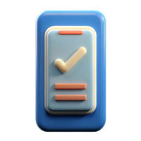 3D Render of a Mobile App with Check Mark and Two Input Fields Indicating Completion or Task Status png