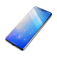 Sleek Modern Smartphone with Blue Gradient Screen Displaying Media Controls png