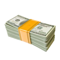 A Stack of One Hundred Dollar Bills Secured with a Yellow Band a Realistic 3D Render of American Currency png