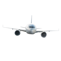 Front view of a large commercial airplane on a transparent background png