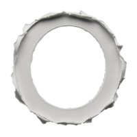 Abstract white circular frame with a torn or ripped edge on transparent background design element png