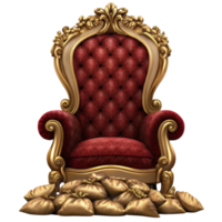 Magnificent Gold and Red Royal Throne with Golden Pillows at the Base png