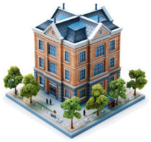 Ornate, multi-story building with landscaped grounds. png