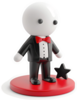 Stylized cartoon figure in tuxedo, standing on a red platform. png