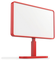 Red rectangular display with a stand. png