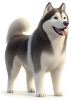 Happy husky dog, digitally rendered, presents a joyful image. png