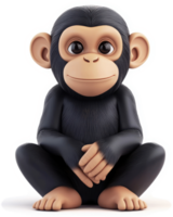 Cute chimpanzee character design, digitally rendered. png