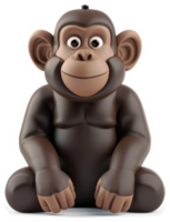 Smiling chimpanzee figurine in a seated pose. png