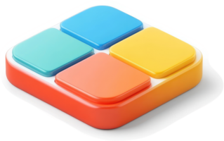 Colorful square buttons arranged in a 2x2 grid, forming a geometric design. png